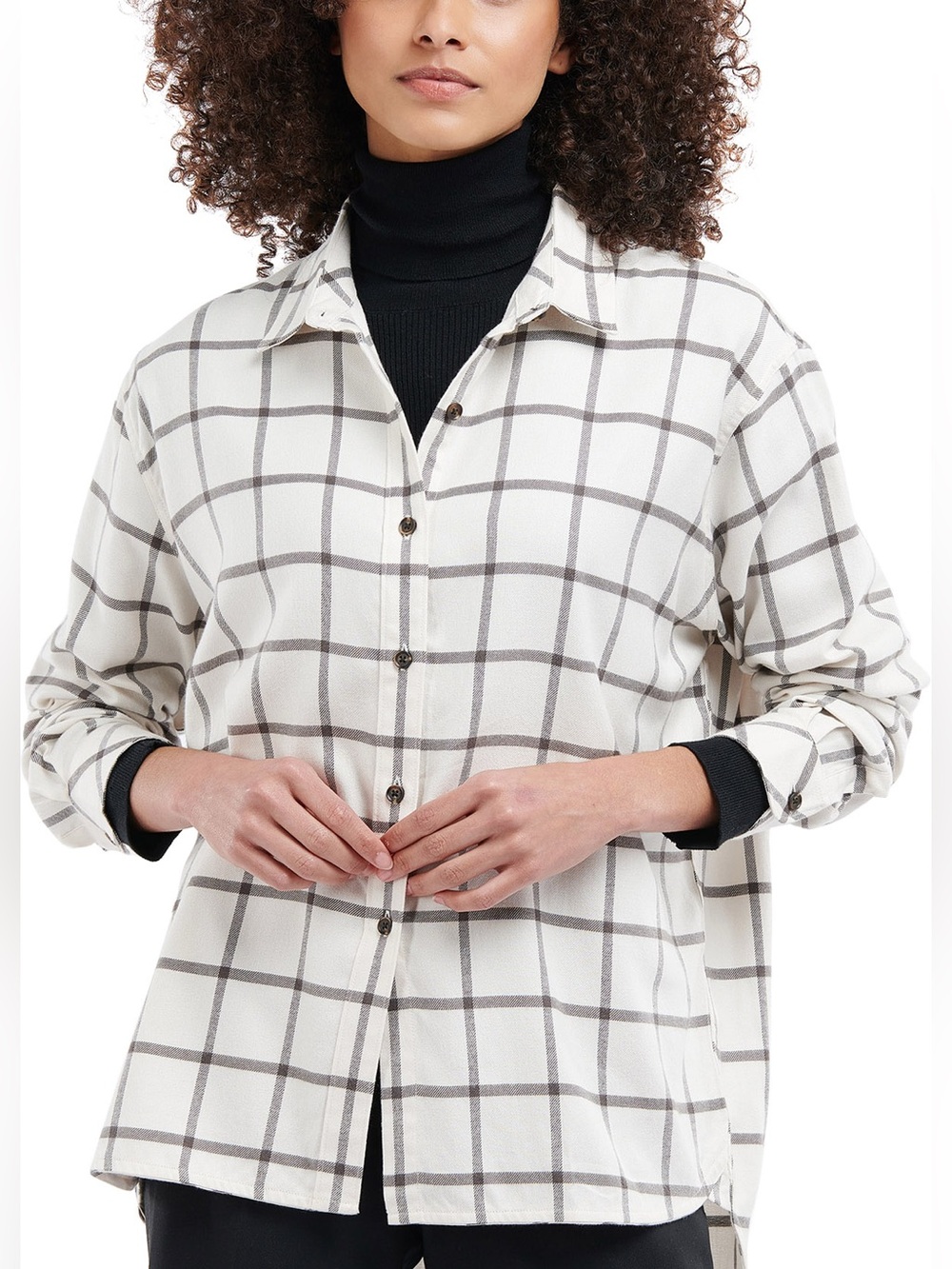 Barbour “Elena Shirt” Windowpane Plaid Button Up